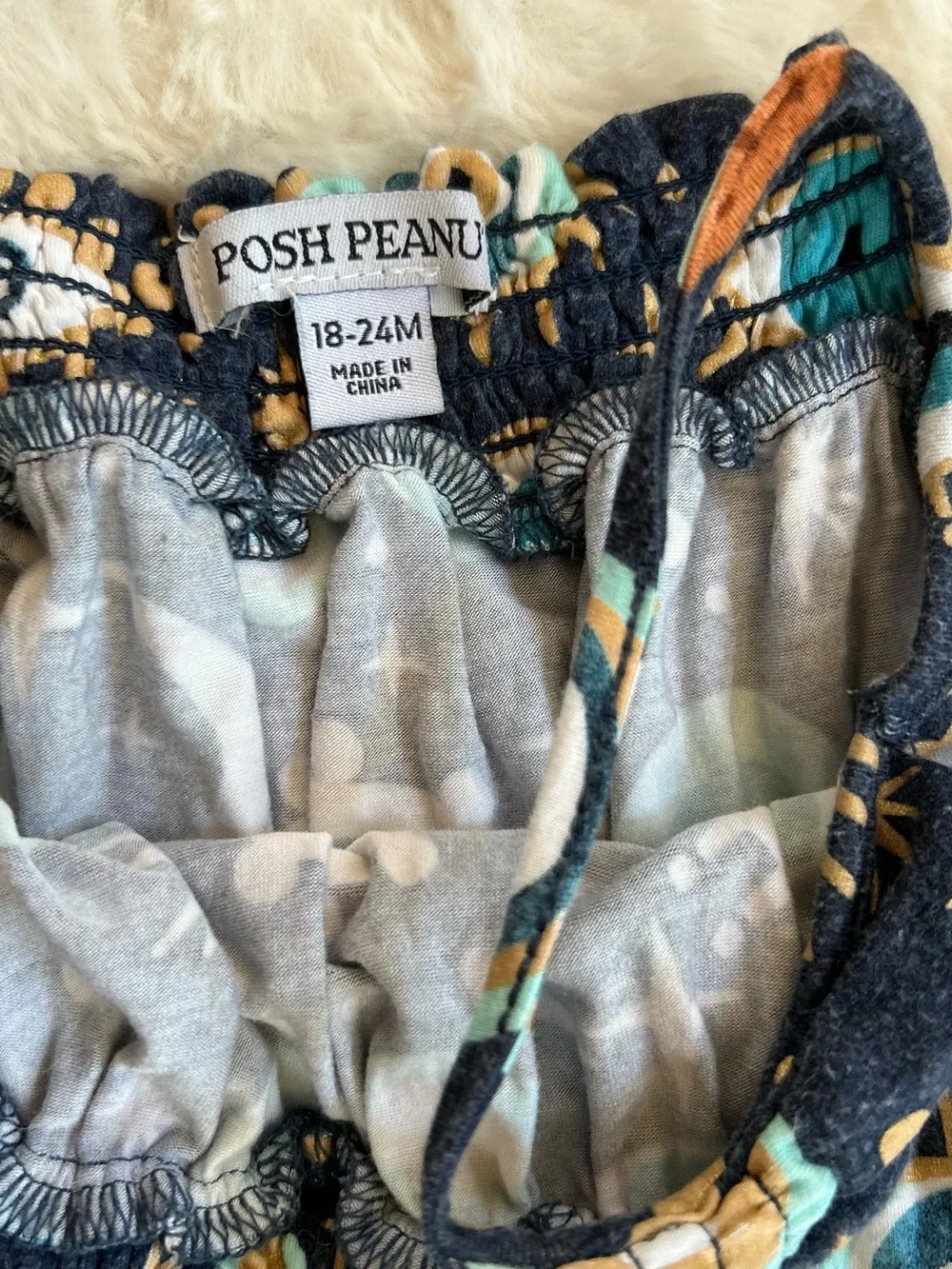 Posh Peanut Navy Blue Evil Eye Romper